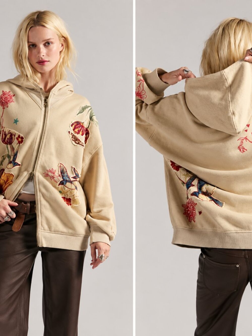 FREE PEOPLE Grandma's Garden Hoodie In Tea Overdye NWT